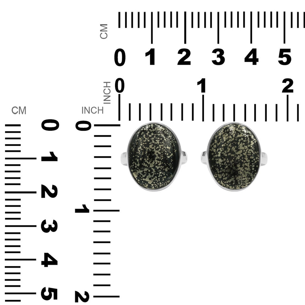 Starborn Pyrite Schist Oval Ring in Sterling Silver