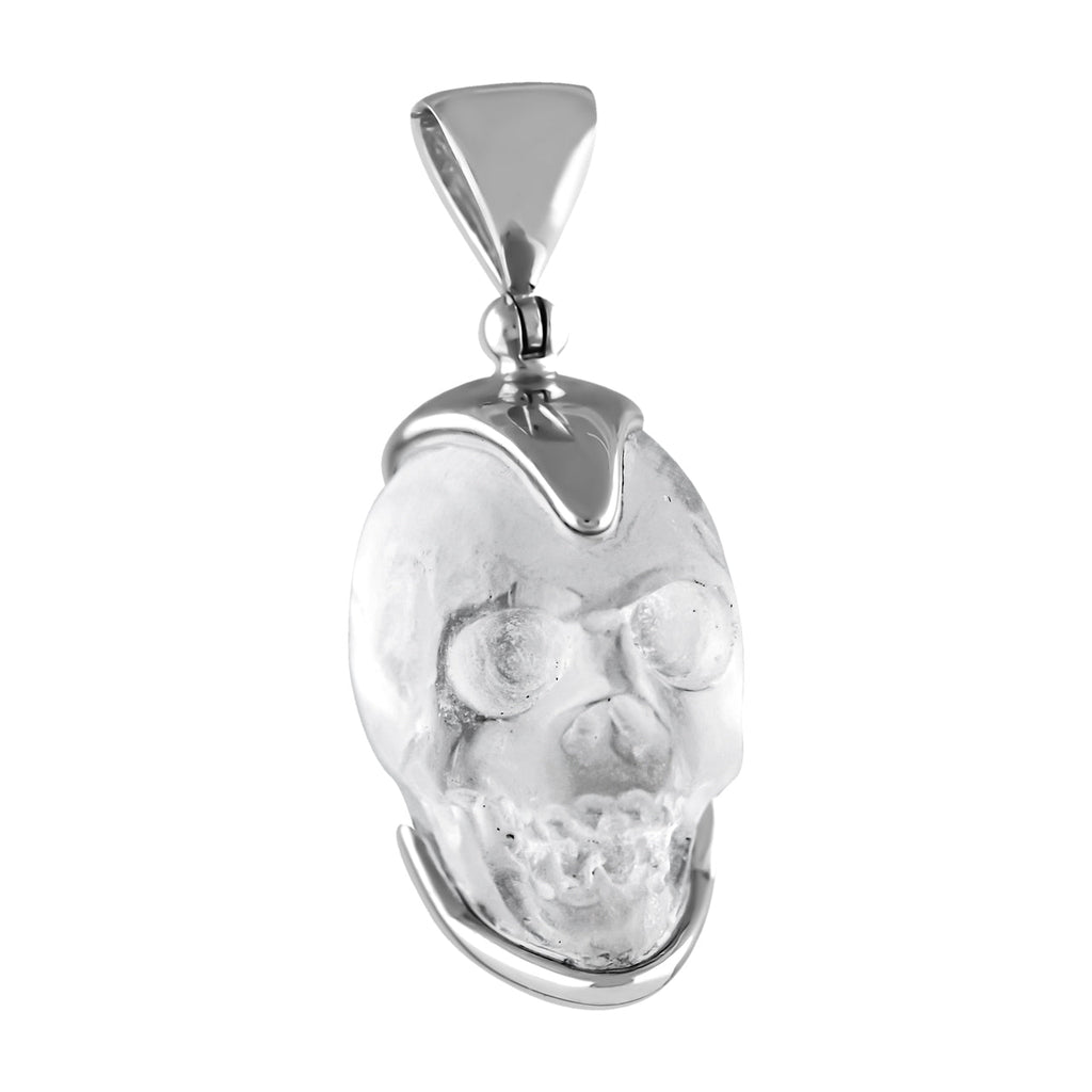 Starborn Sterling Silver Hand Carved Mini Quartz Crystal Skull Pendant