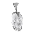 Starborn Sterling Silver Hand Carved Mini Quartz Crystal Skull Pendant