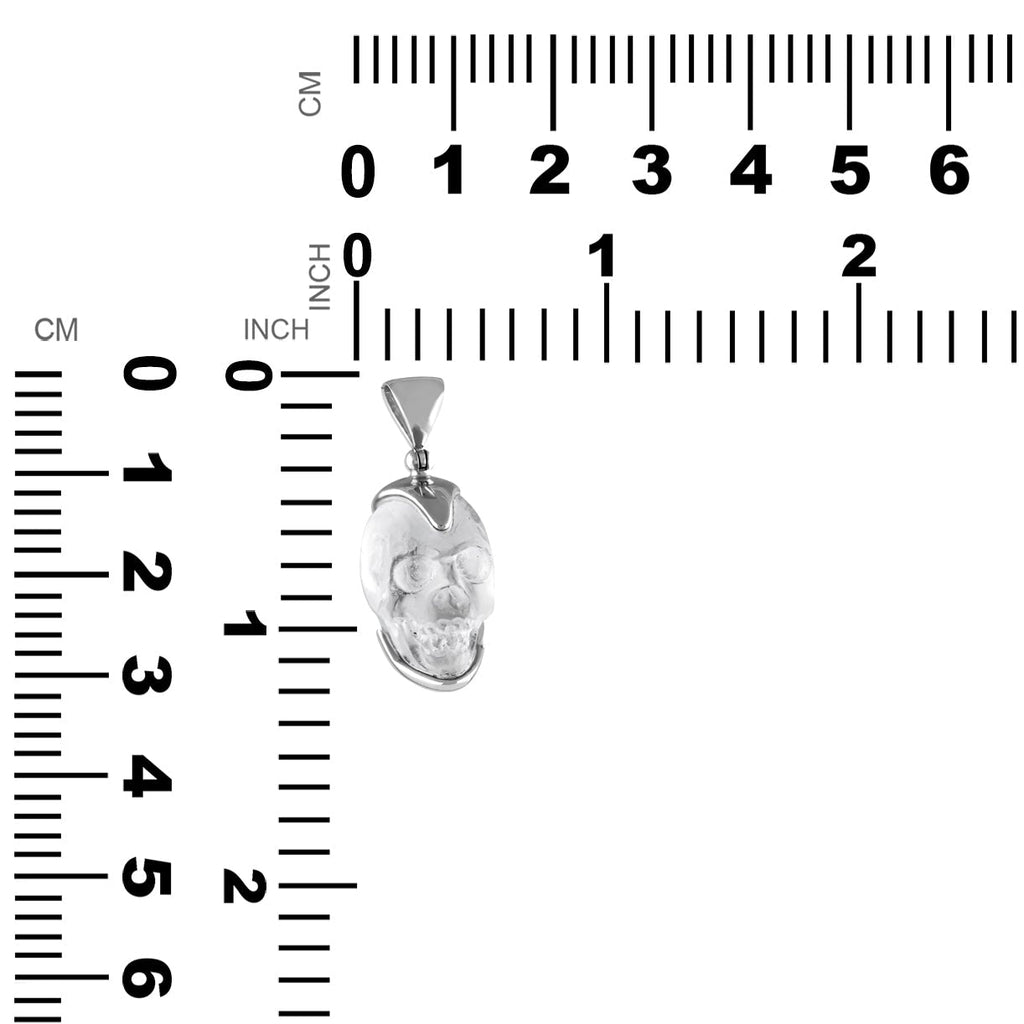 Starborn Sterling Silver Hand Carved Mini Quartz Crystal Skull Pendant