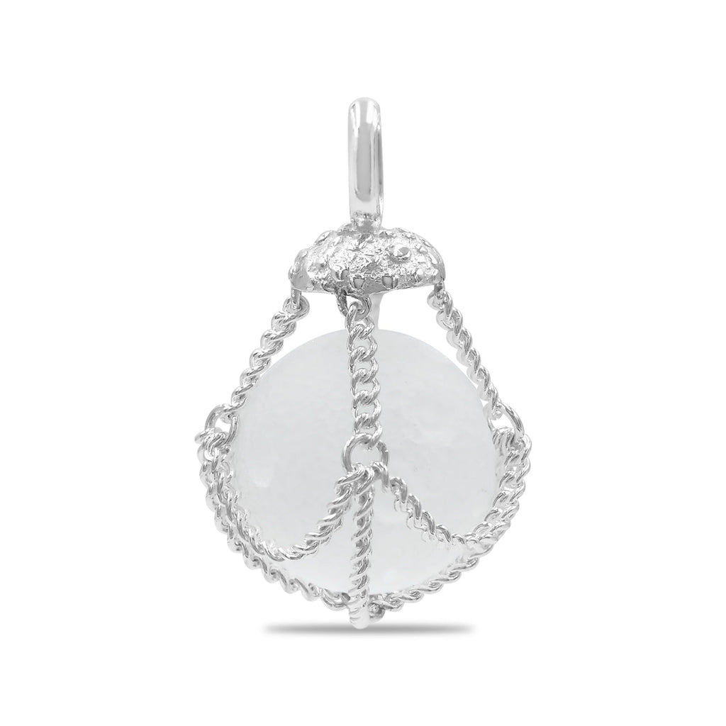 Starborn Carved Quartz Chain Basket Pendant in Sterling Silver