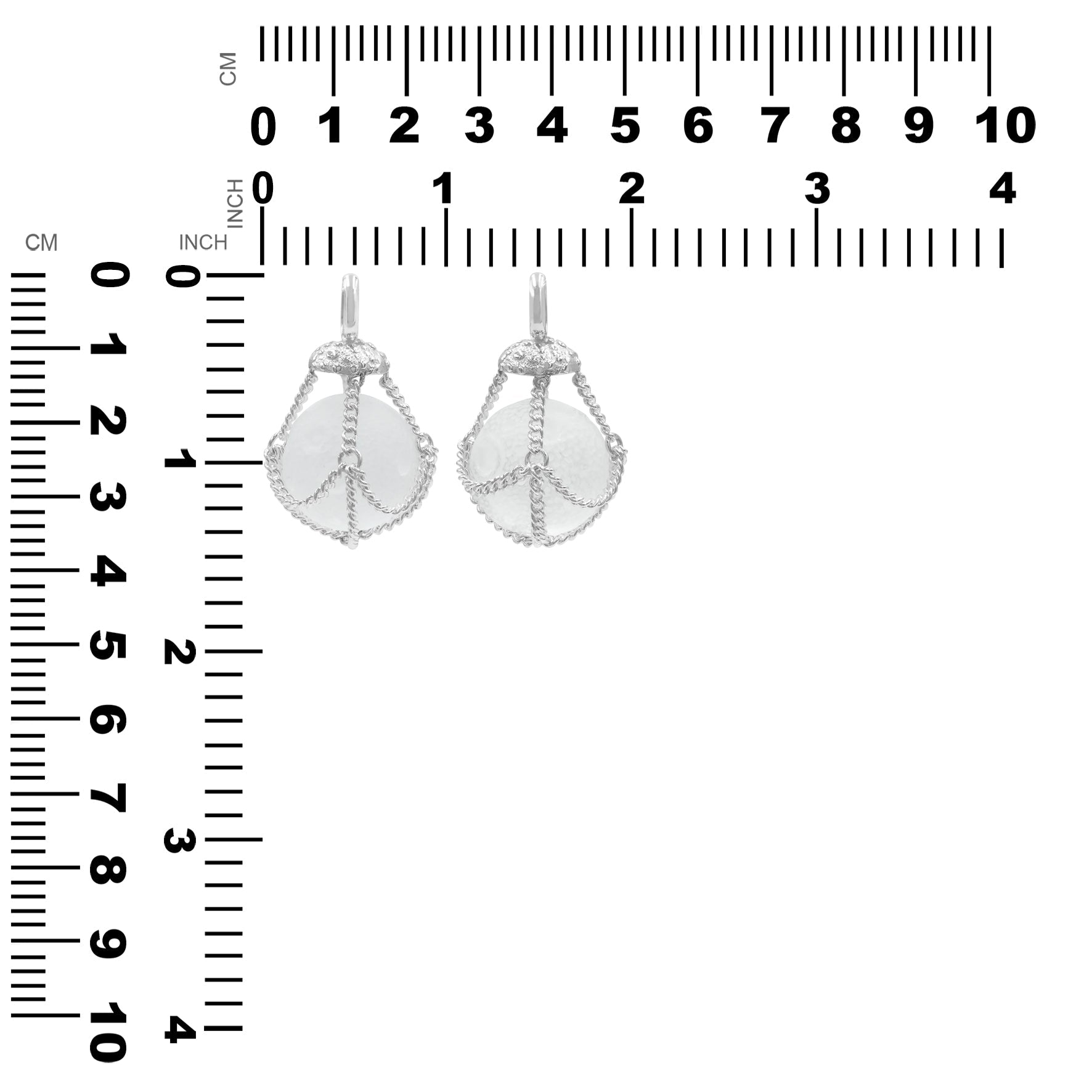 Starborn Carved Quartz Chain Basket Pendant in Sterling Silver