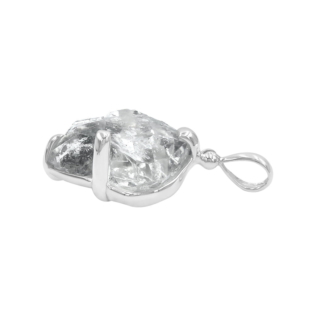 Starborn Quartz Crystal with Carbonor Petroleum Inclusion Pendant in Sterling Silver