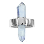 Starborn Tanzanite Aura Quartz Crystal with Silver Band Ring in Sterling Silver