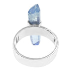 Starborn Tanzanite Aura Quartz Crystal with Silver Band Ring in Sterling Silver