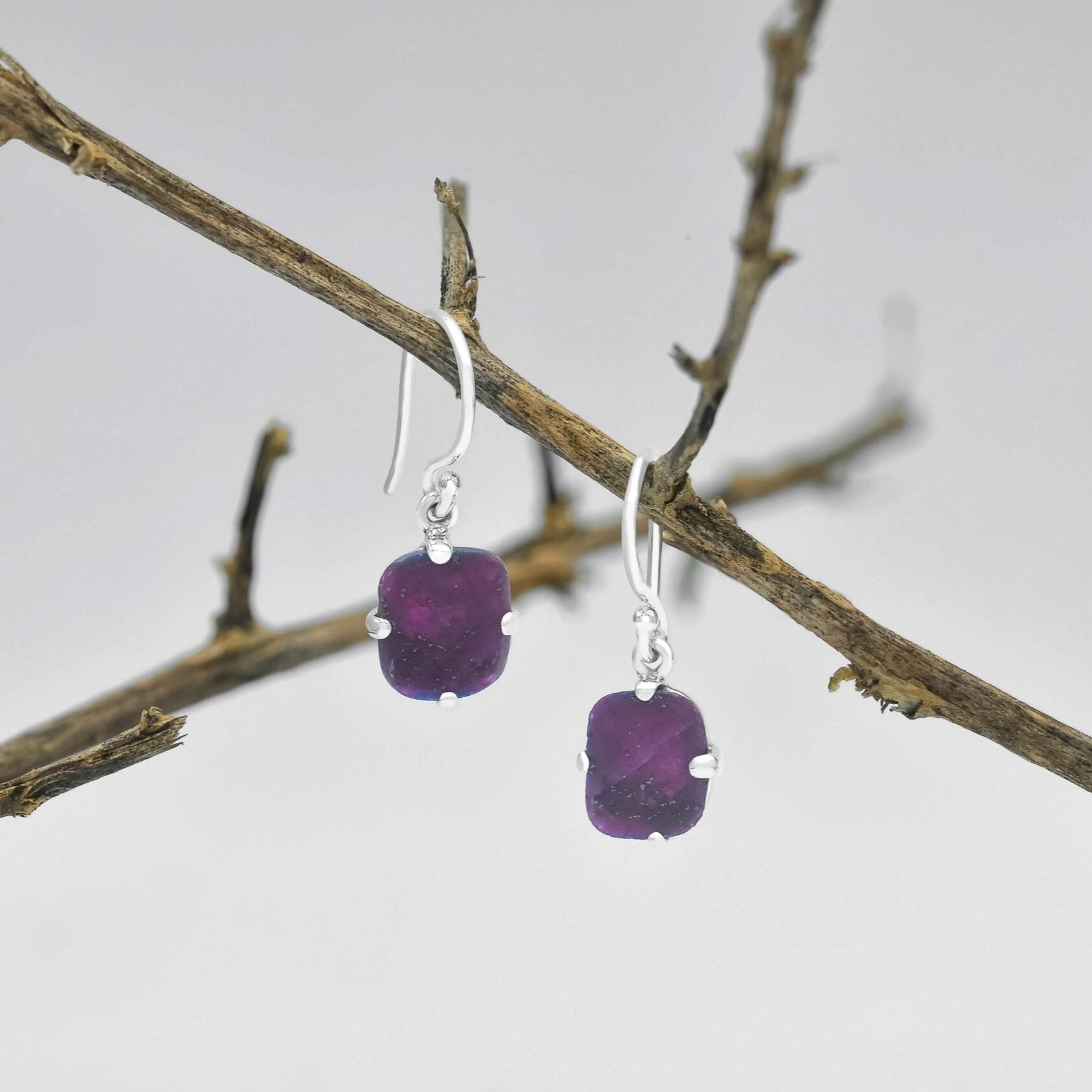 Starborn Ruby Slice Drop Earrings in Sterling Silver
