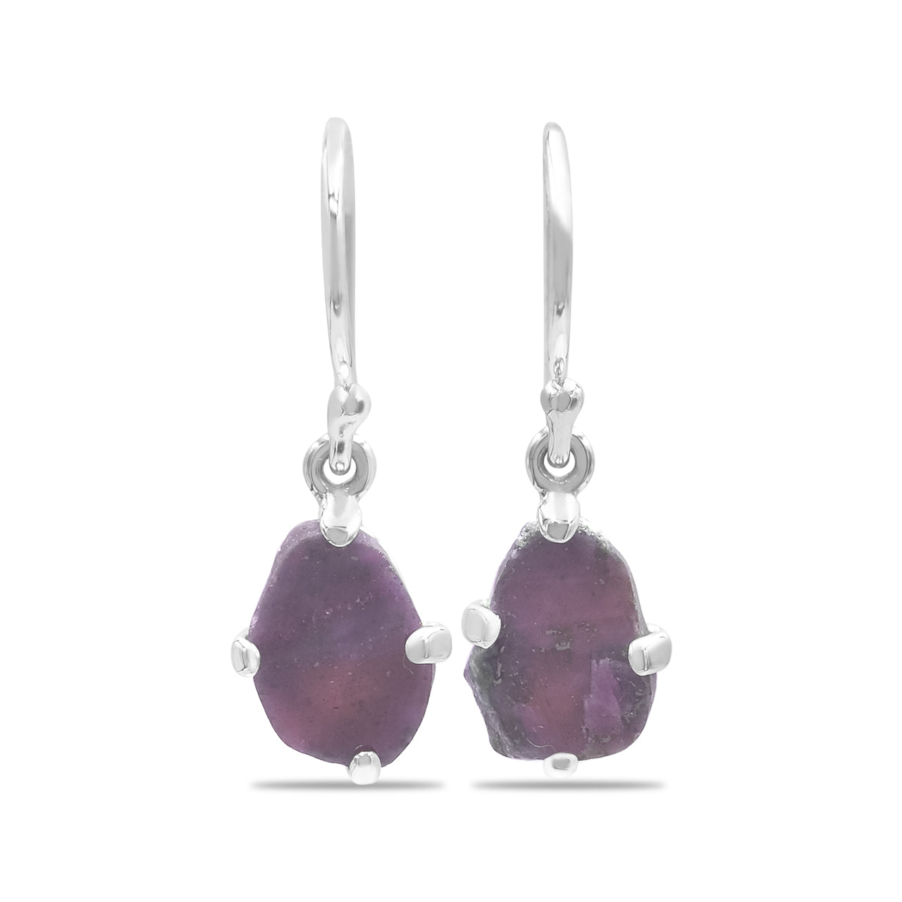 Starborn Ruby Slice Drop Earrings in Sterling Silver