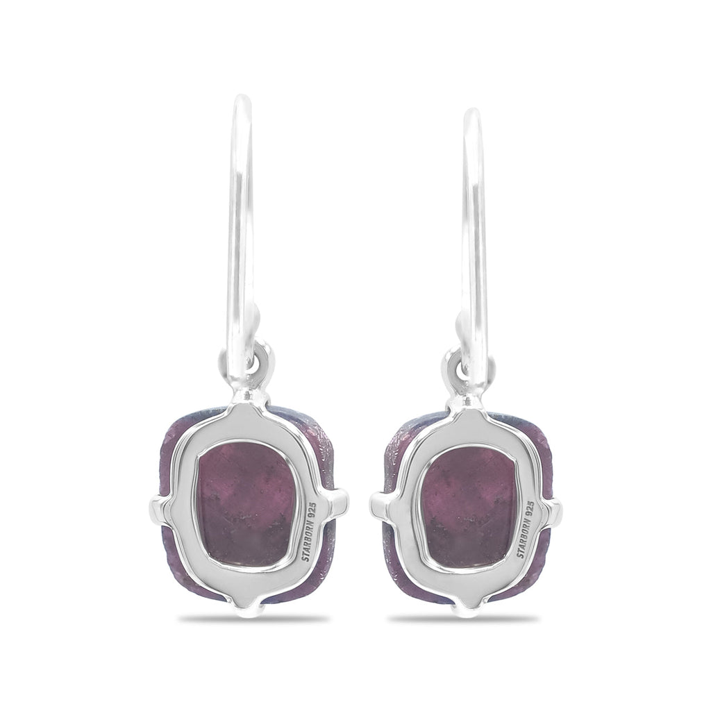 Starborn Ruby Slice Drop Earrings in Sterling Silver