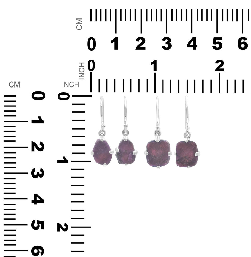 Starborn Ruby Slice Drop Earrings in Sterling Silver