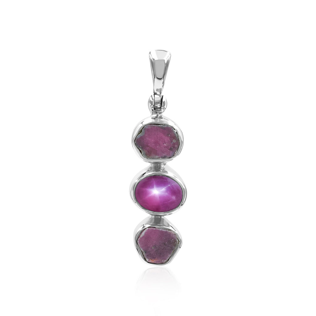 Starborn Ruby with Star Ruby Pendant in Fine Sterling Silver