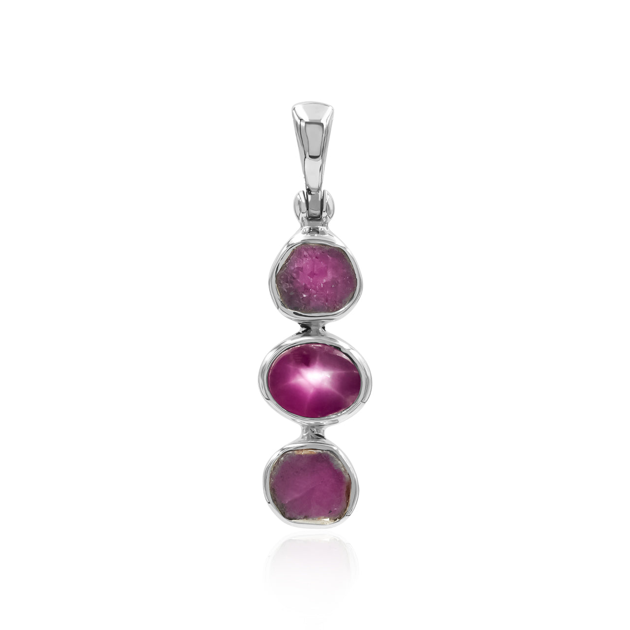 Starborn Ruby with Star Ruby Pendant in Fine Sterling Silver