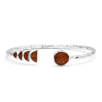 Starborn Open Bangle Bracelet with Moon Phase Gemstone Design in Sterling Silver