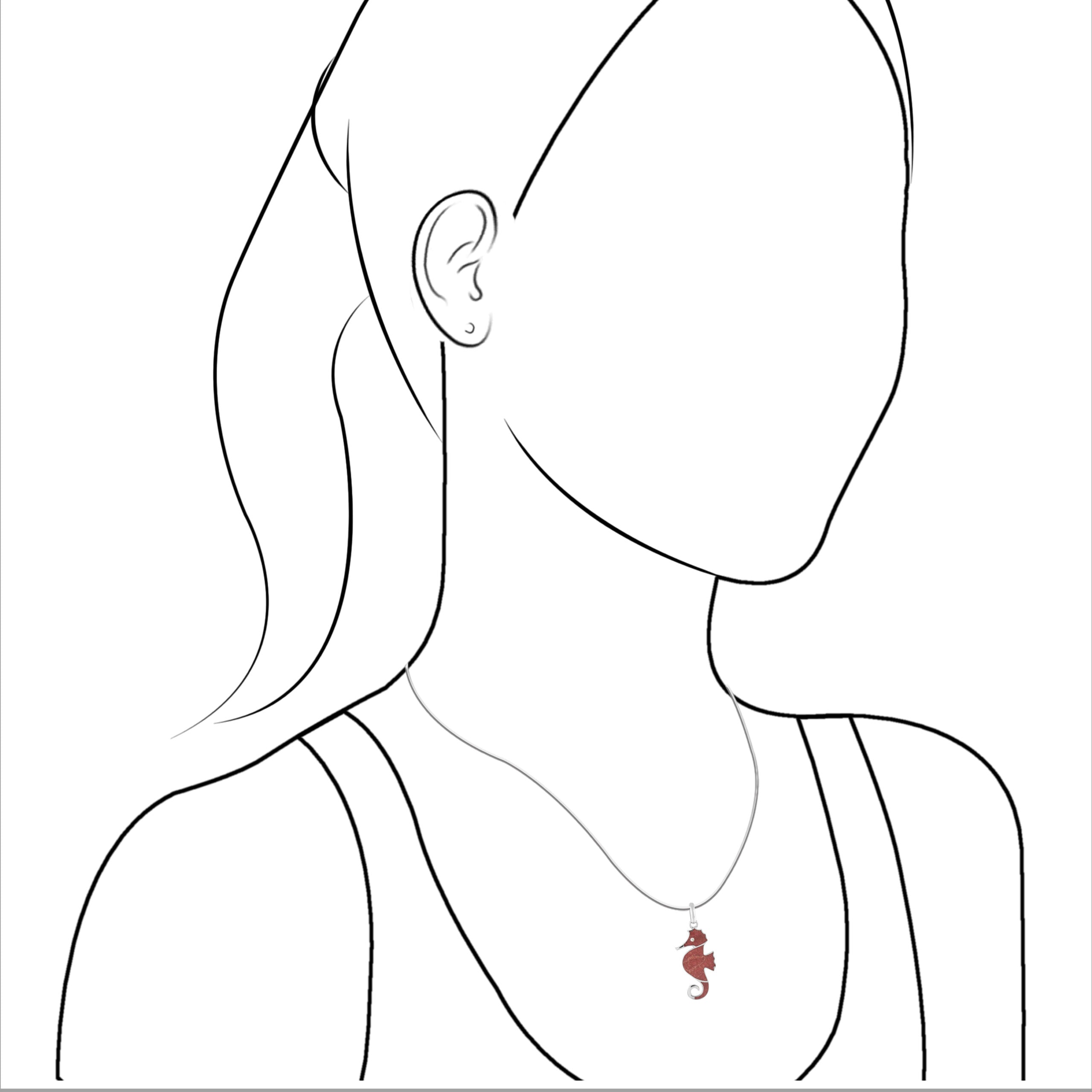 Starborn Red Coral Seahorse Pendant in Sterling Silver
