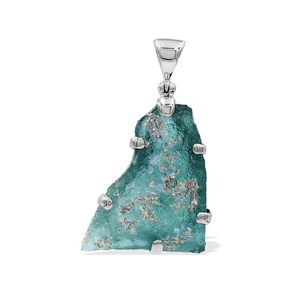 Starborn Roman Glass Artifact Prong Set Pendant in Sterling Silver