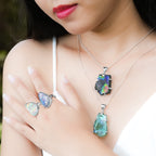 Starborn Roman Glass Freeform Ring in Sterling Silver