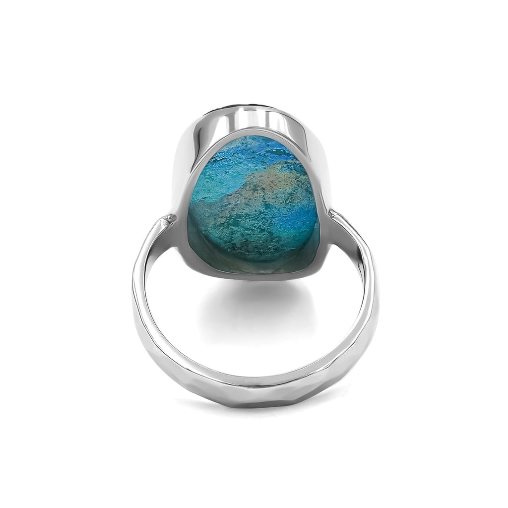 Starborn Roman Glass Freeform Ring in Sterling Silver