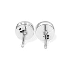 Starborn Rainbow Moonstone Round Cabochon Single Bezel Post Earrings in Sterling Silver