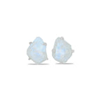 Starborn Rough Rainbow Moonstone Post Style Earrings in Sterling Silver