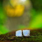 Starborn Rough Rainbow Moonstone Post Style Earrings in Sterling Silver