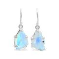 Starborn Rainbow Moonstone Slice Dangle Earrings in Sterling Silver