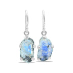 Starborn Rainbow Moonstone Slice Dangle Earrings in Sterling Silver