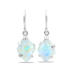 Starborn Rainbow Moonstone Slice Dangle Earrings in Sterling Silver