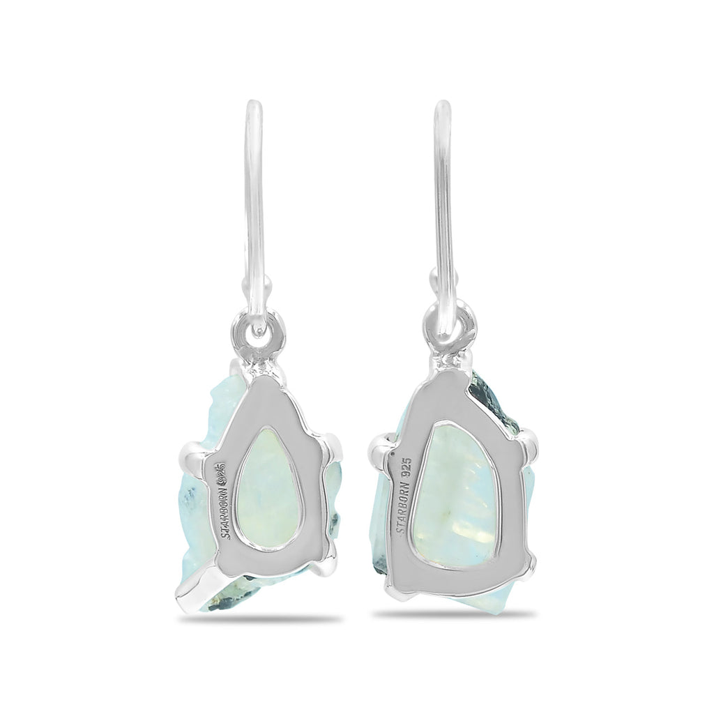Starborn Rainbow Moonstone Slice Dangle Earrings in Sterling Silver