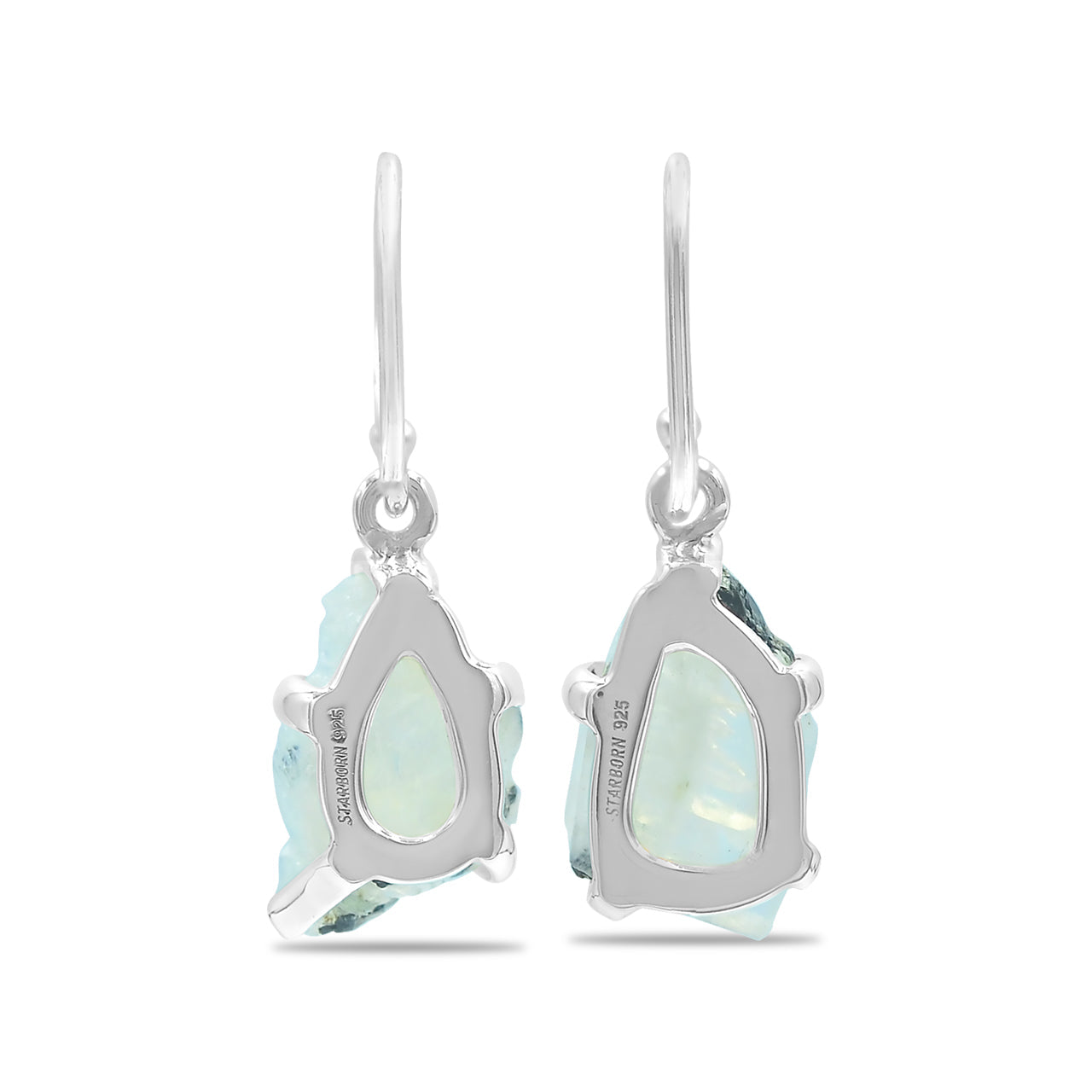 Starborn Rainbow Moonstone Slice Dangle Earrings in Sterling Silver