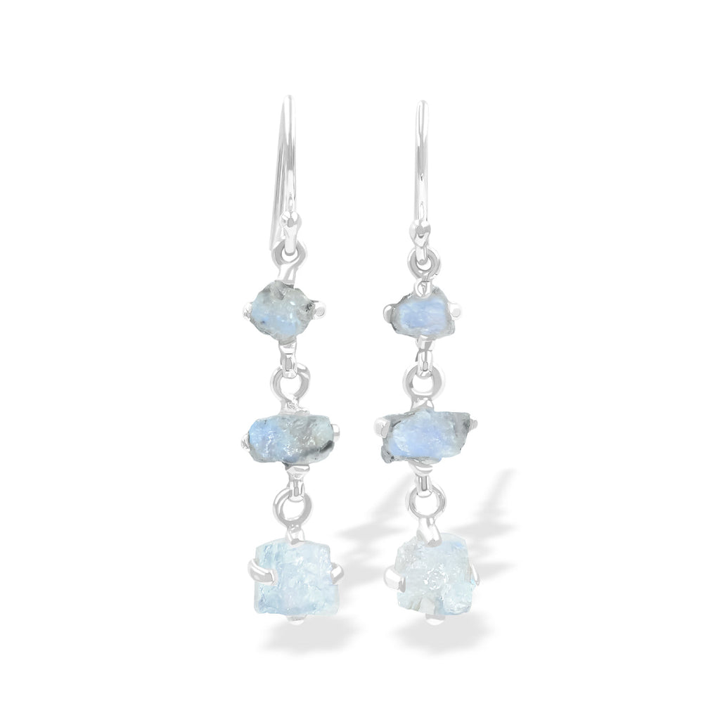 Starborn Rainbow Moonstone Rough Drop Earring in Sterling Silver