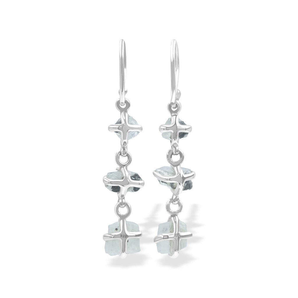 Starborn Rainbow Moonstone Rough Drop Earring in Sterling Silver