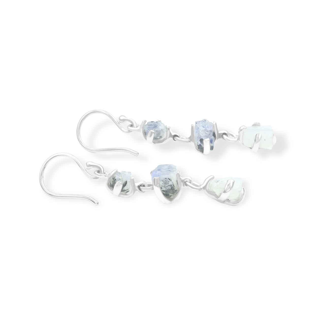 Starborn Rainbow Moonstone Rough Drop Earring in Sterling Silver