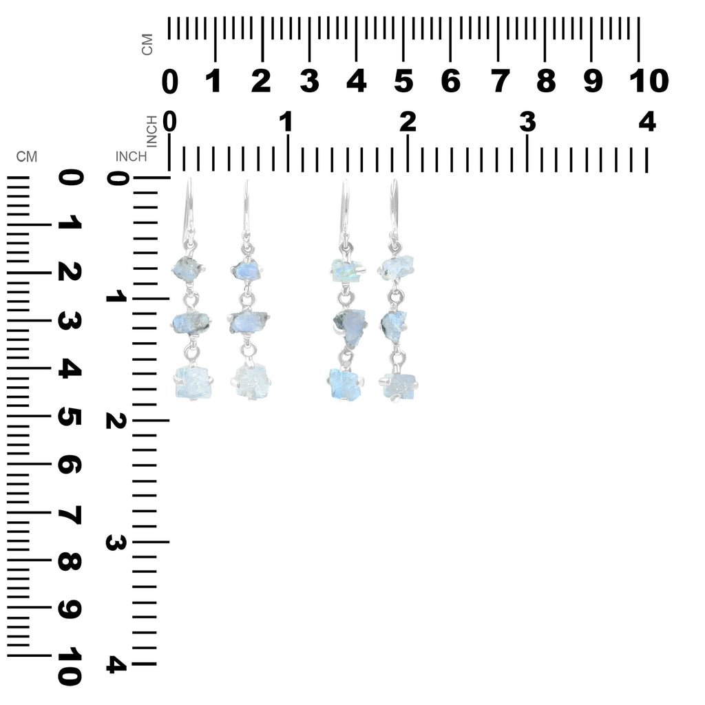 Starborn Rainbow Moonstone Rough Drop Earring in Sterling Silver