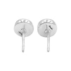 Starborn Rainbow Moonstone Round Cabochon Single Bezel Post Earrings in Sterling Silver