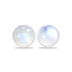 Starborn Rainbow Moonstone Round Cabochon Single Bezel Post Earrings in Sterling Silver