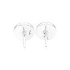 Starborn Rainbow Moonstone Round Cabochon Single Bezel Post Earrings in Sterling Silver