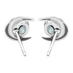 Starborn Faceted Oval Gemstone Post Earrings with Hammered Crescent Moon Accent in Sterling Silver