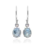 Starborn Rainbow Moonstone Oval Dangle Earrings in Sterling Silver