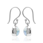Starborn Rainbow Moonstone Oval Dangle Earrings in Sterling Silver