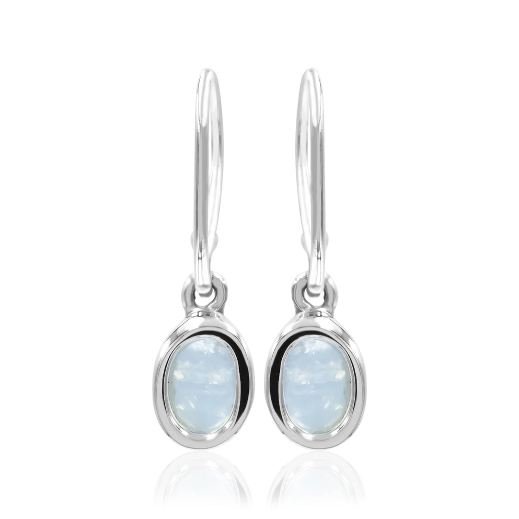 Starborn Rainbow Moonstone Oval Dangle Earrings in Sterling Silver