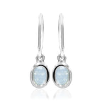 Starborn Rainbow Moonstone Oval Dangle Earrings in Sterling Silver