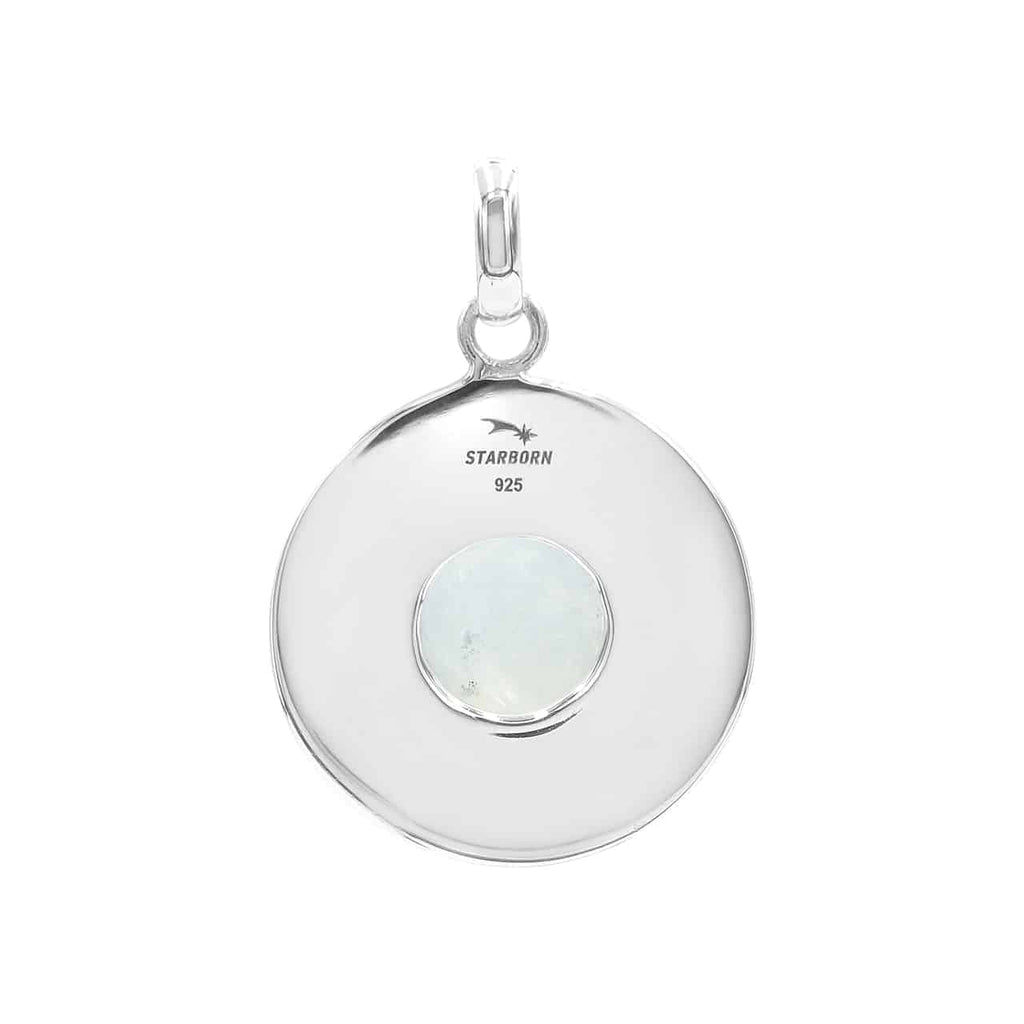 Starborn Rainbow Moonstone Moon Phases Pendant in Sterling Silver