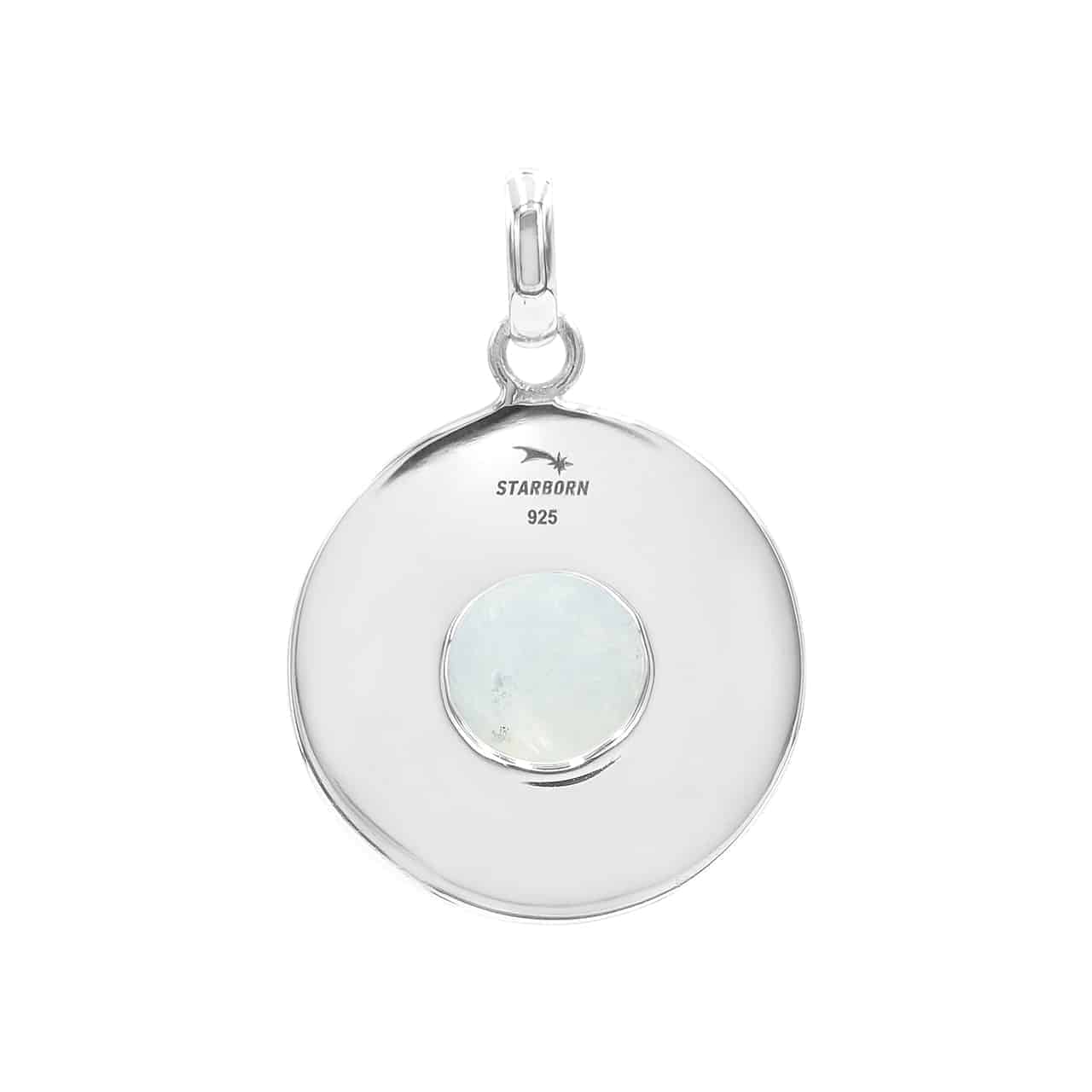 Starborn Rainbow Moonstone Moon Phases Pendant in Sterling Silver