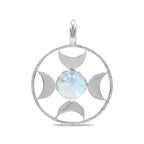 Starborn Sphere Gemstones Directional Crescent Moon Pendant in Sterling Silver - Large