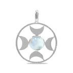Starborn Sphere Gemstones Directional Crescent Moon Pendant in Sterling Silver - Large