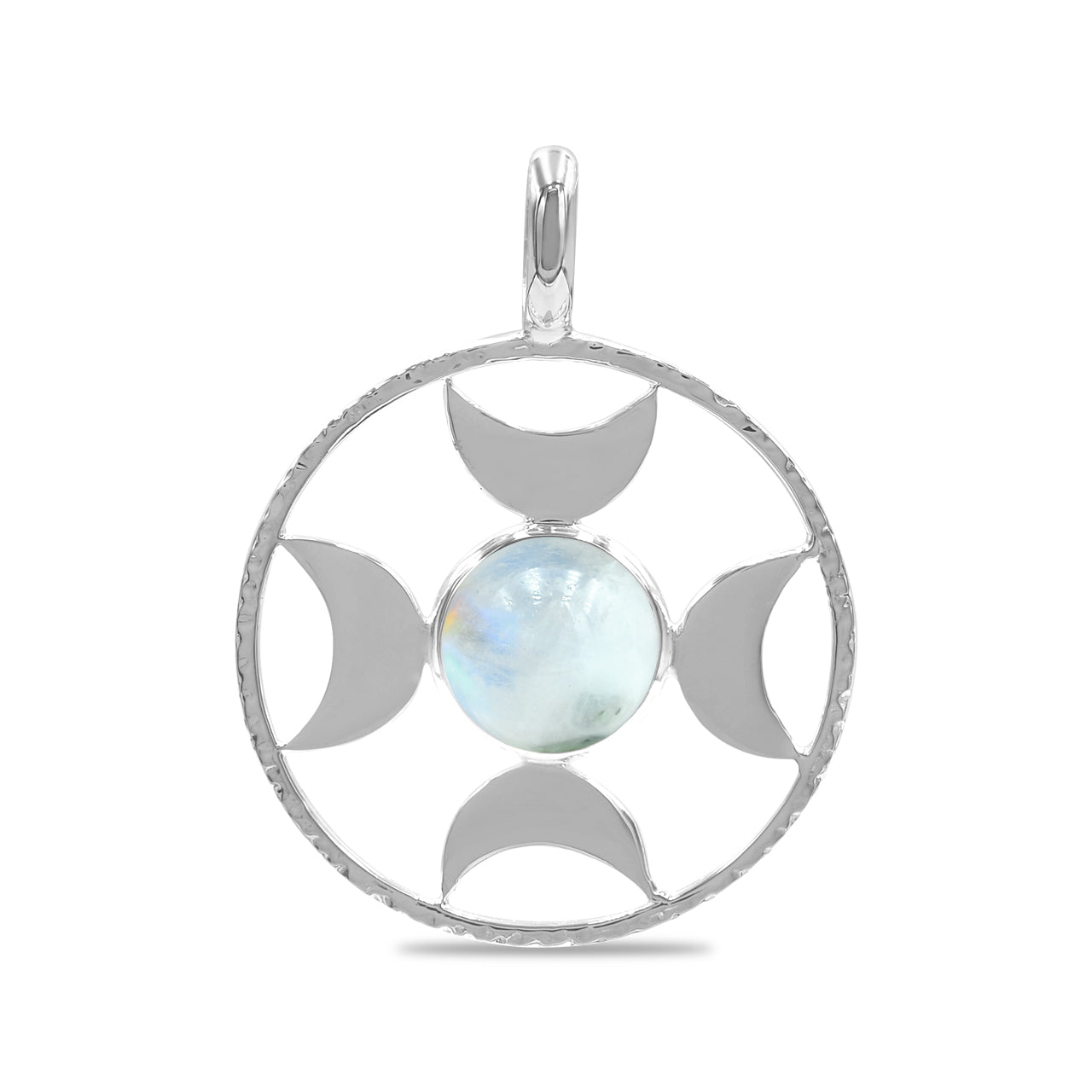 Starborn Sphere Gemstones Directional Crescent Moon Pendant in Sterling Silver - Large