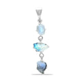 Starborn Rough Rainbow Moonstone Drop Pendant in Sterling Silver
