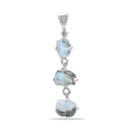 Starborn Rough Rainbow Moonstone Drop Pendant in Sterling Silver