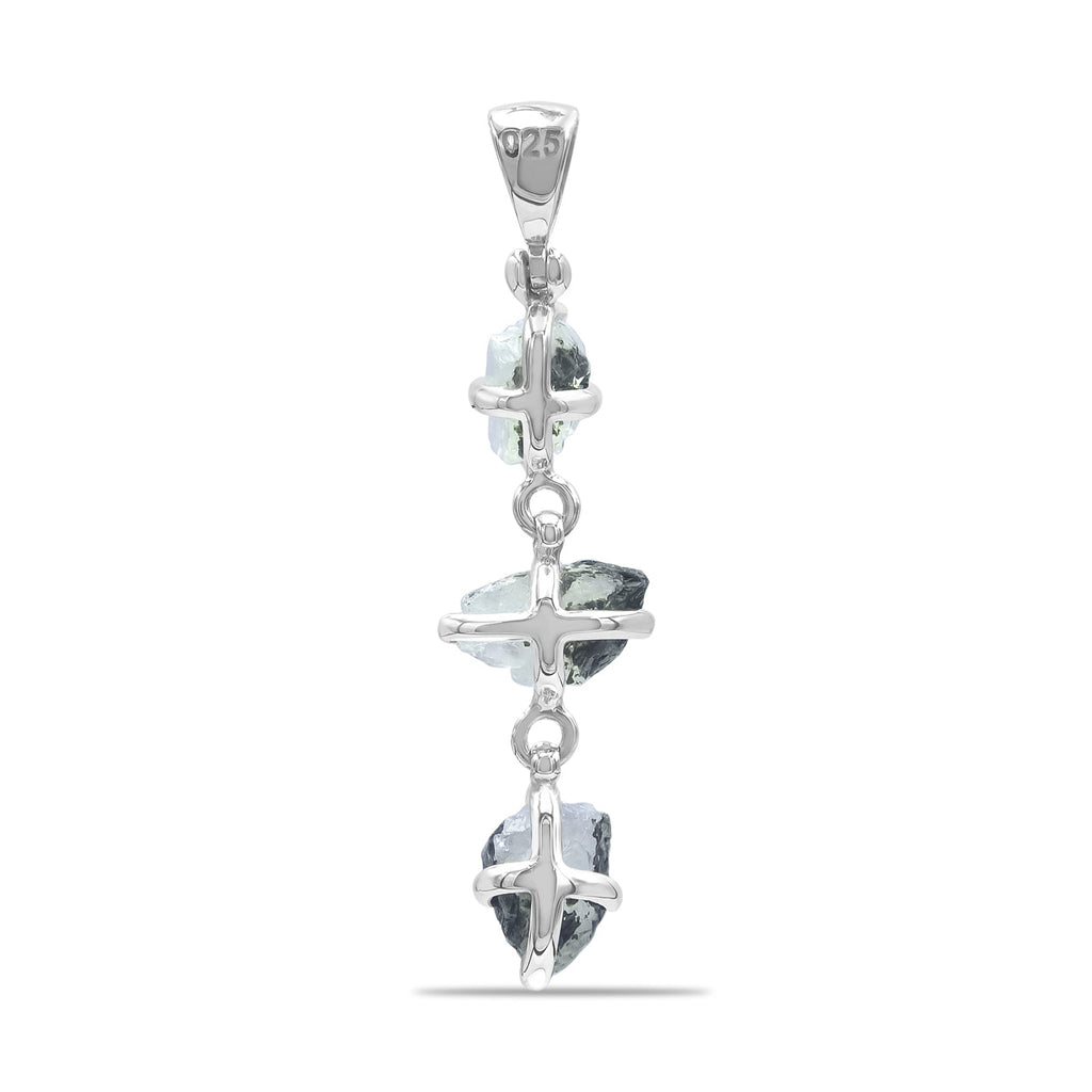 Starborn Rough Rainbow Moonstone Drop Pendant in Sterling Silver