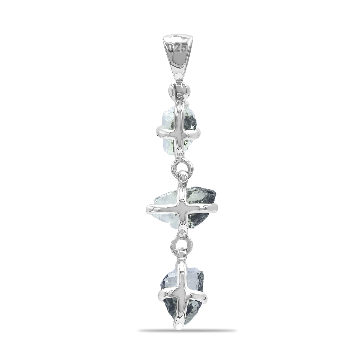 Starborn Rough Rainbow Moonstone Drop Pendant in Sterling Silver