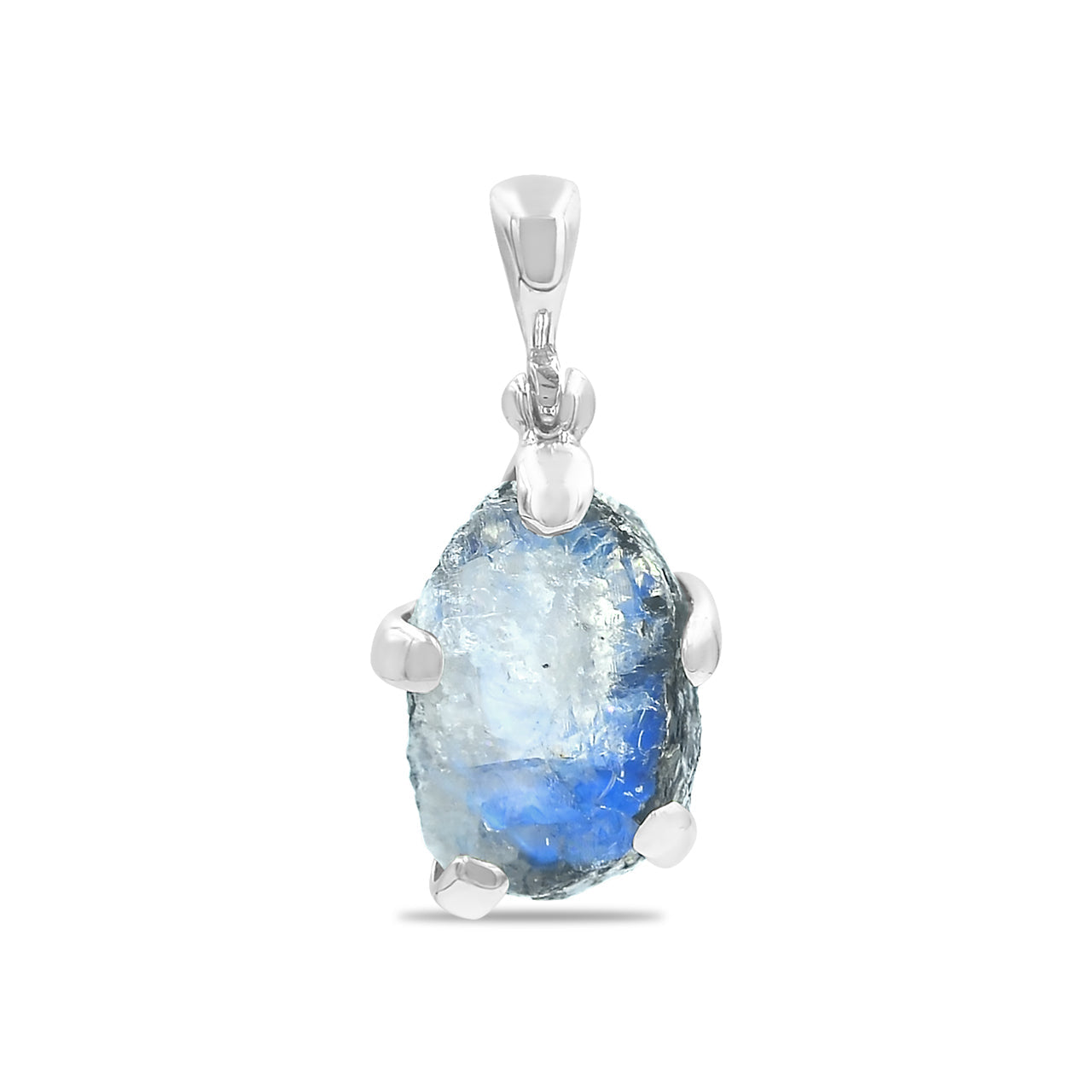 Starborn Rough Rainbow Moonstone Pendant in Sterling Silver